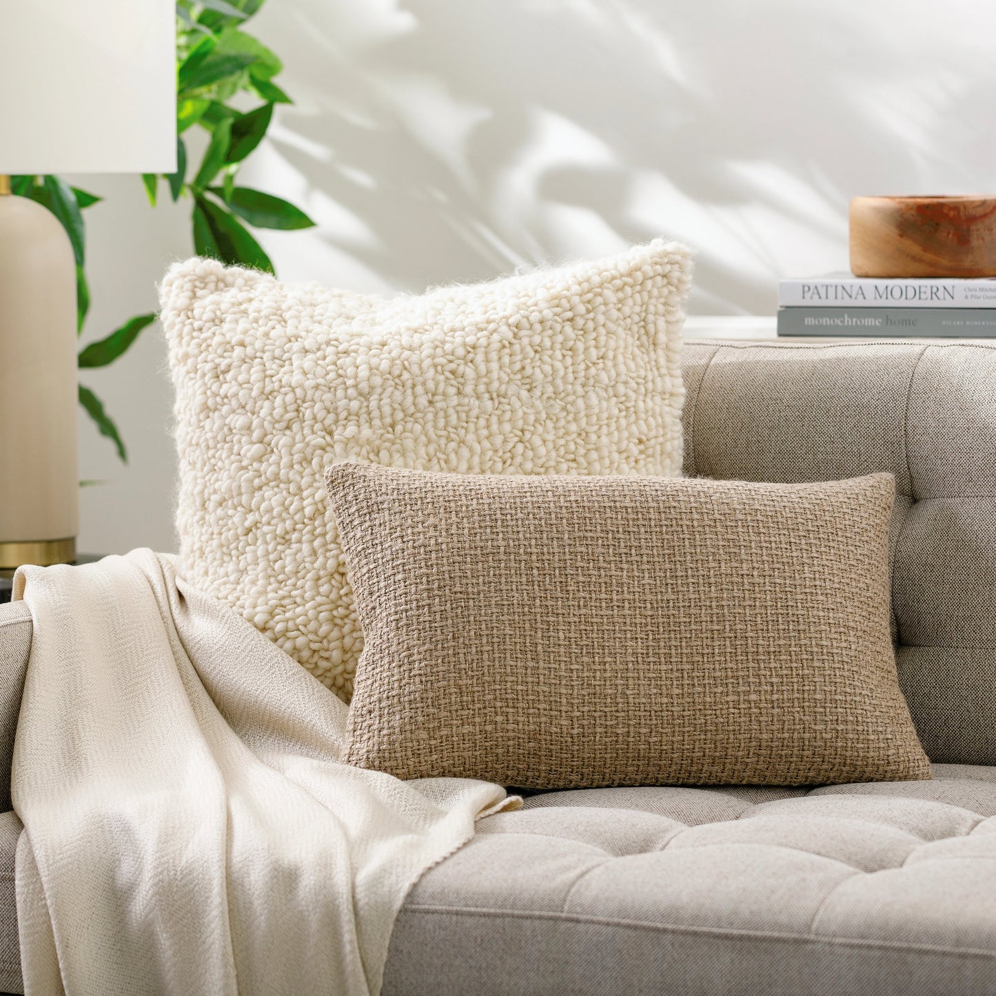 002 SI-2049771,SI-2049772 | Lifestyle | Thurstan Pillow - 481603 by Surya in slate grey taupe, khaki, sage, pearl. Made from front: 100% linen, back: 100% cotton in a modern style.