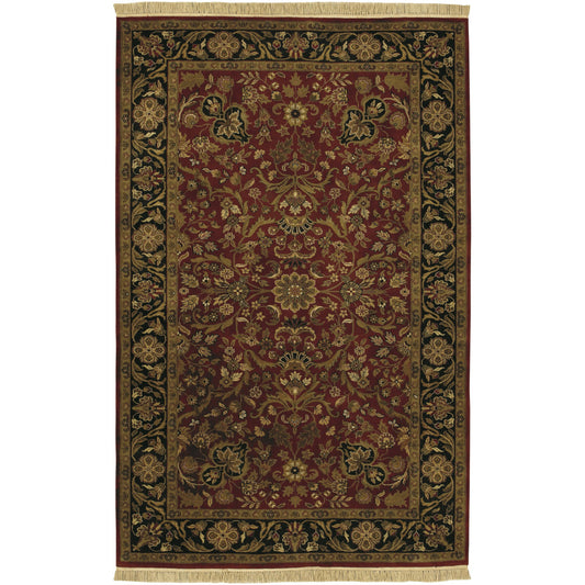 Taj Mahal Rug - 12101 by Surya in burgundy, black, dark brown, olive, brown. Made from 100% semi-worsted new zealand wool in a unique style.