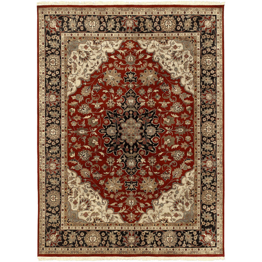Taj Mahal Rug - 1615 by Surya in rust, black, charcoal, light brown, light beige. Made from 100% semi-worsted new zealand wool in a unique style.