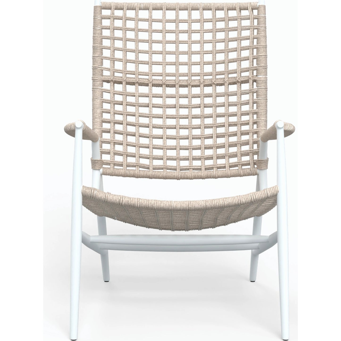 002 SI-2167187 | Additional Silo | Bahia Outdoor Highback Accent Chair by Sunset West in frost. Made from aluminum / olefin rope in a coastal style.