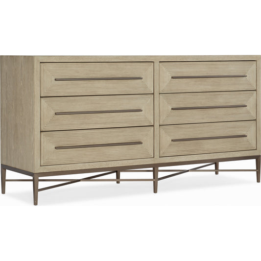 Cascade Dresser by Hooker Furniture in terrain. Made from oak veneers, metal in a transitional style.