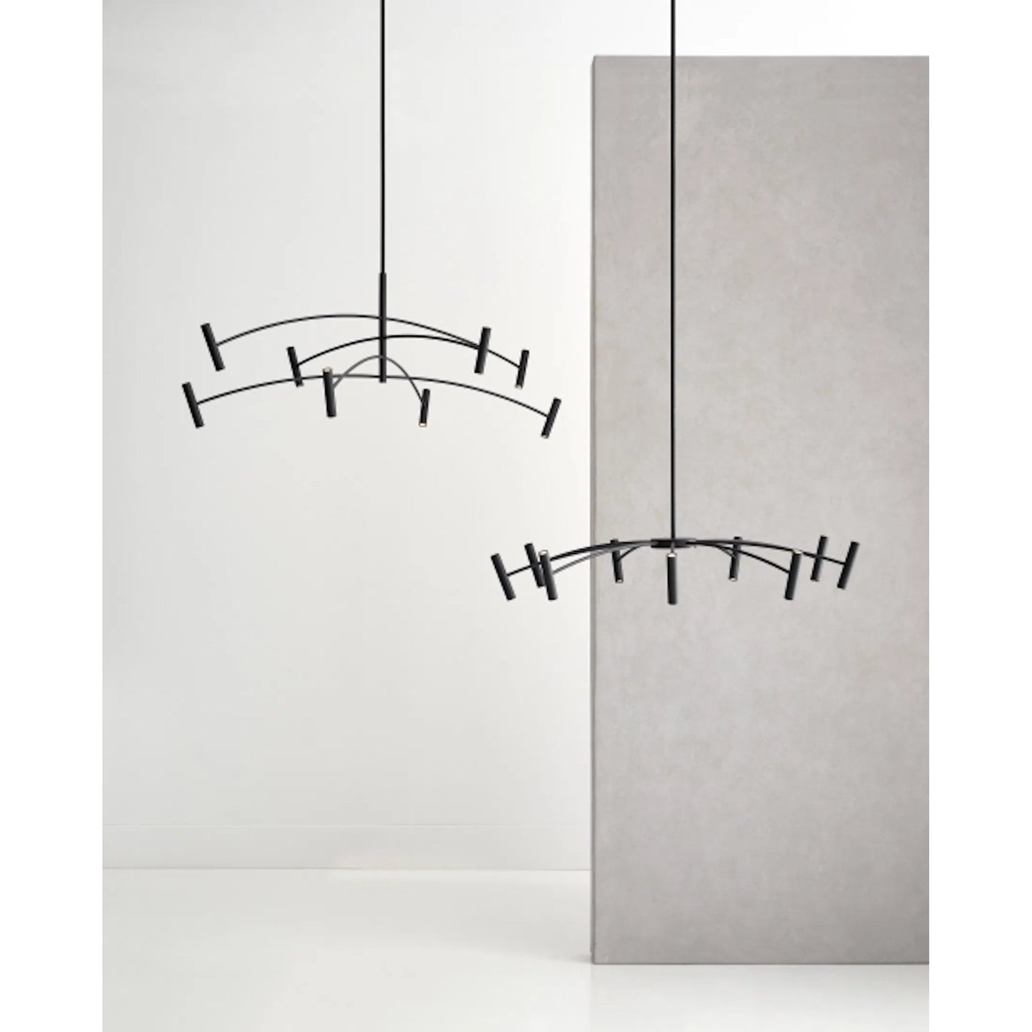 004 SI-2227076 | Unknown | Aerial 60 Chandelier by Visual Comfort & Co. in matte black. Made from aluminum in a unique style.