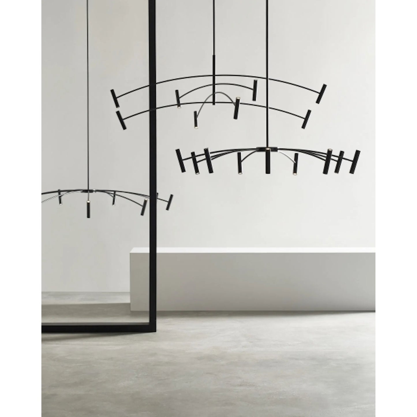 005 SI-2227076 | Unknown | Aerial 60 Chandelier by Visual Comfort & Co. in matte black. Made from aluminum in a unique style.