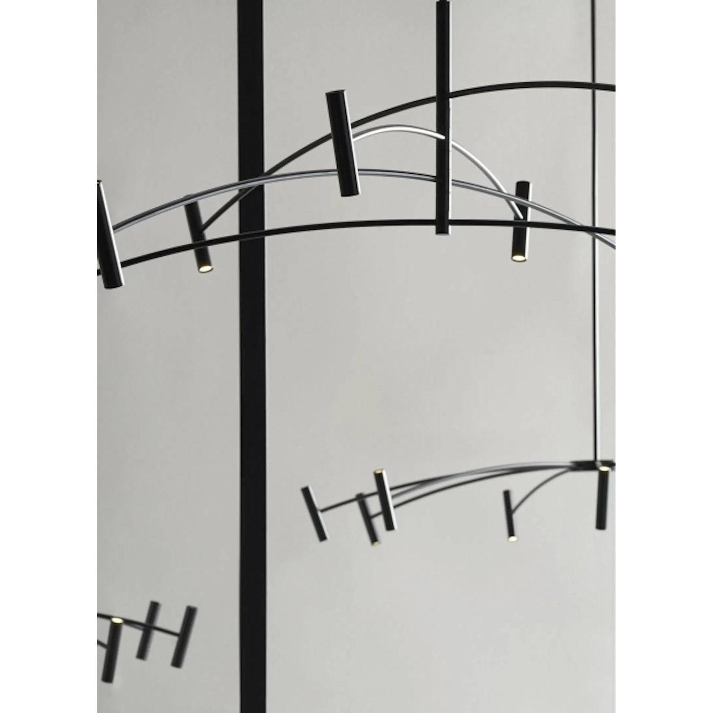003 SI-2227076 | Closeup | Aerial 60 Chandelier by Visual Comfort & Co. in matte black. Made from aluminum in a unique style.