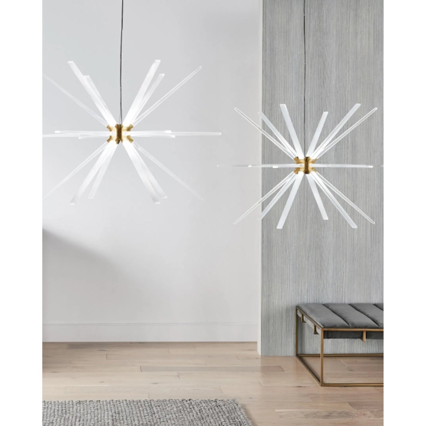 005 SI-2231401 | Lifestyle | Photon 48" Chandelier by Visual Comfort & Co. in satin nickel. Made from aluminum in a unique style.