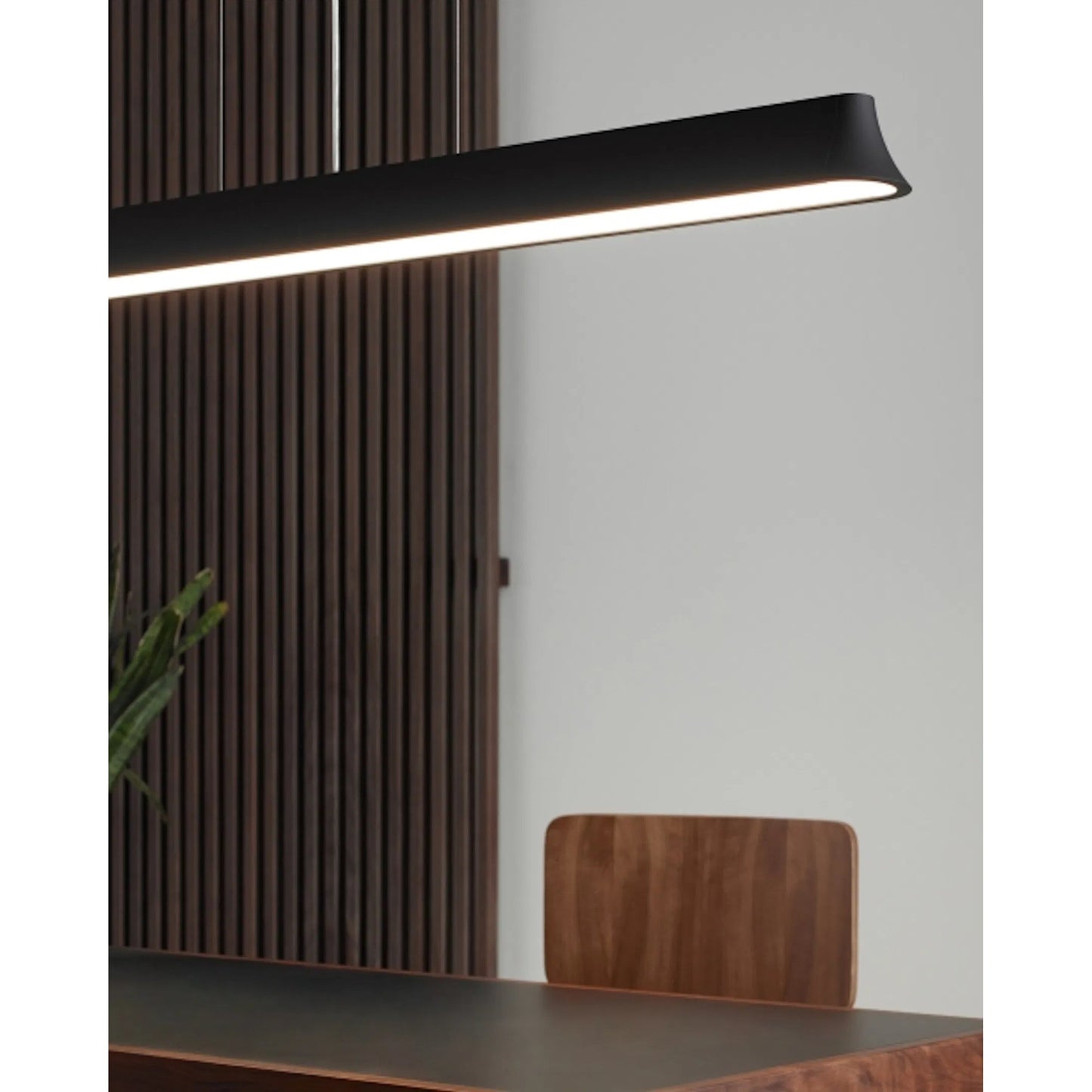 006 SI-2228581 | Lifestyle | Zhane 49" Linear Suspension by Visual Comfort & Co. in black rubberized. Made from metal in a unique style.