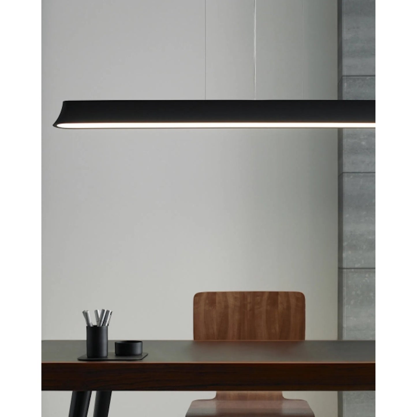 007 SI-2228581 | Lifestyle | Zhane 49" Linear Suspension by Visual Comfort & Co. in black rubberized. Made from metal in a unique style.
