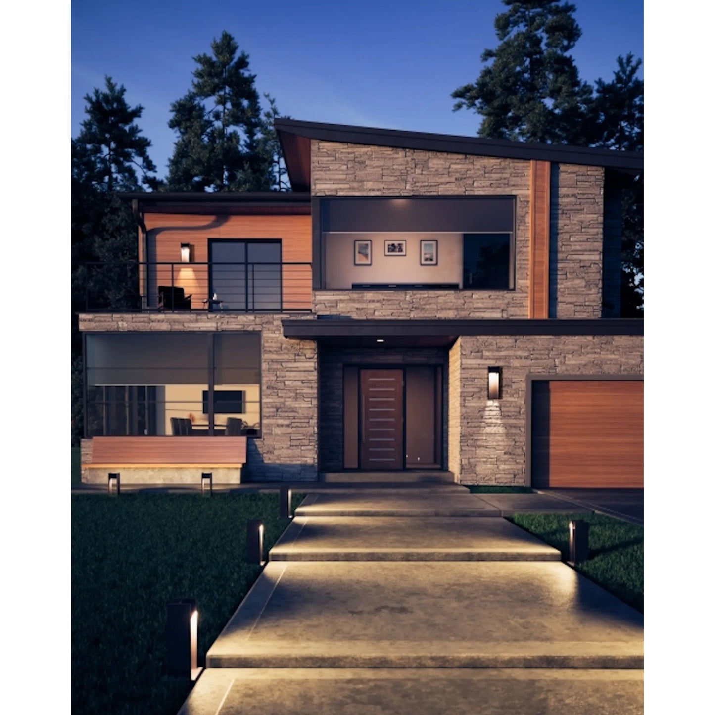 002 SI-2231383 | Lifestyle | Zur 24" Outdoor Wall Sconce by Visual Comfort & Co. in black. Made from aluminum in a unique style.