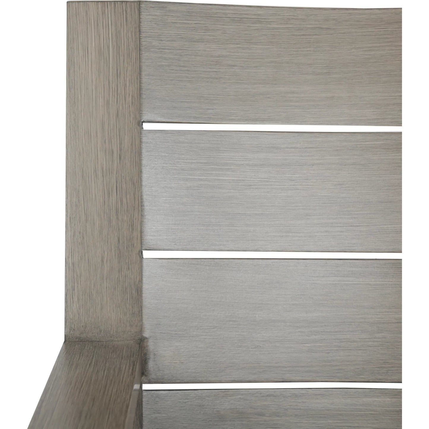 005 SI-2166945 | Closeup | Laguna Outdoor Dining Chair by Sunset West in driftwood. Made from aluminum in a modern style.