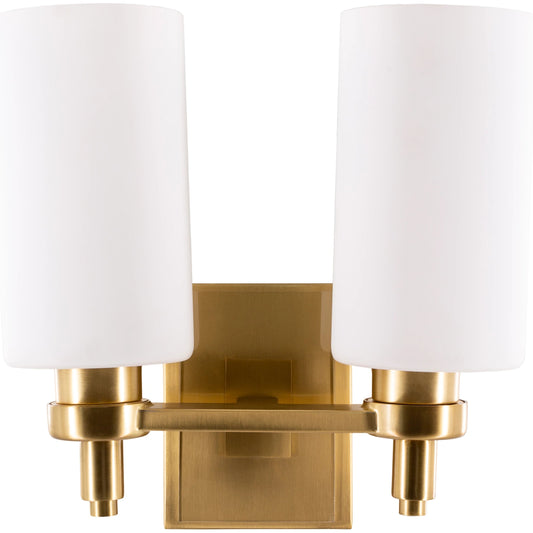 Tallulah Wall Sconce - 25192 by Surya in white, metallic brass and brushed. Made from glass, metal in a modern style.