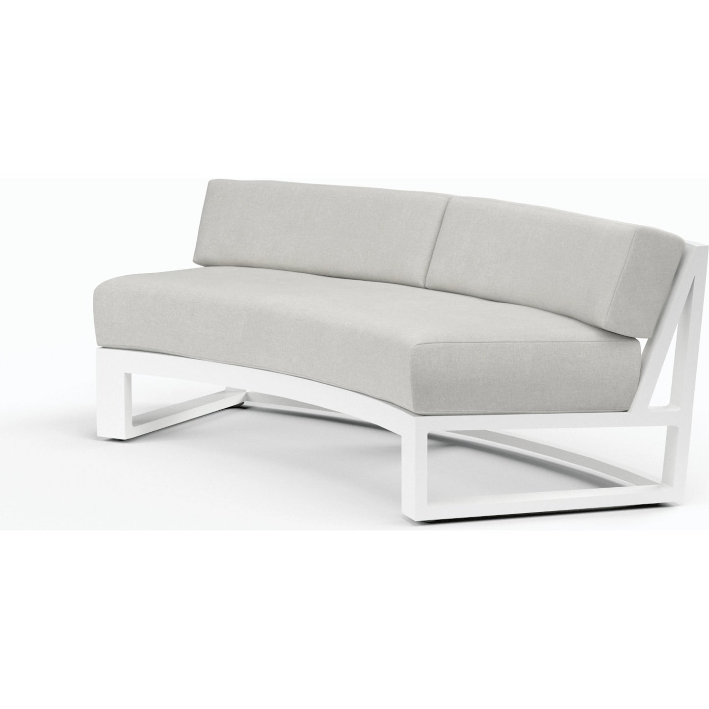 004 SI-2167144 | Additional Silo | Newport Outdoor Curved Sofa by Sunset West in frost. Made from aluminum in a modern style.
