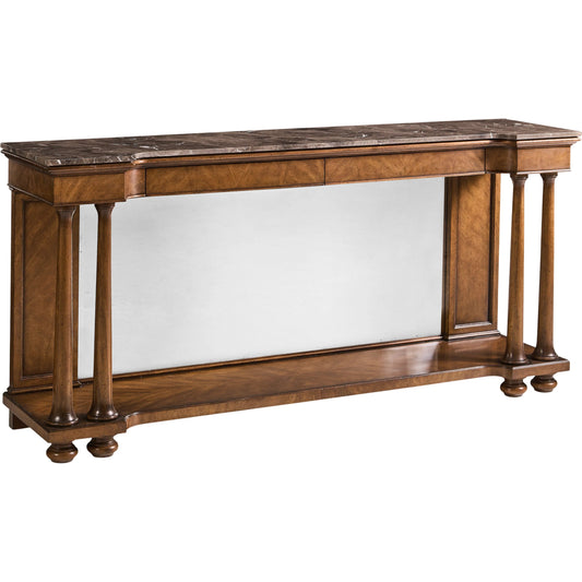 000 SI-2535725 | Primary Silo | Hattie Mirrored Console Table by Jonathan Charles in medium crotch walnut. Made from main cerejeira veneer in a unique style.