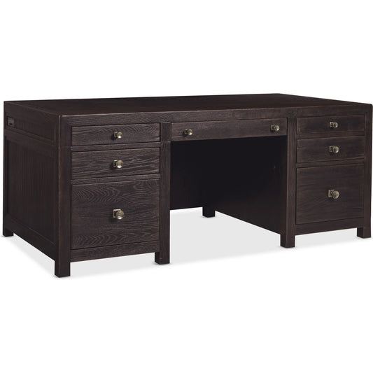 Driftwood Executive Desk by Hooker Furniture. Made from oak solids, oak veneers in a transitional style.
