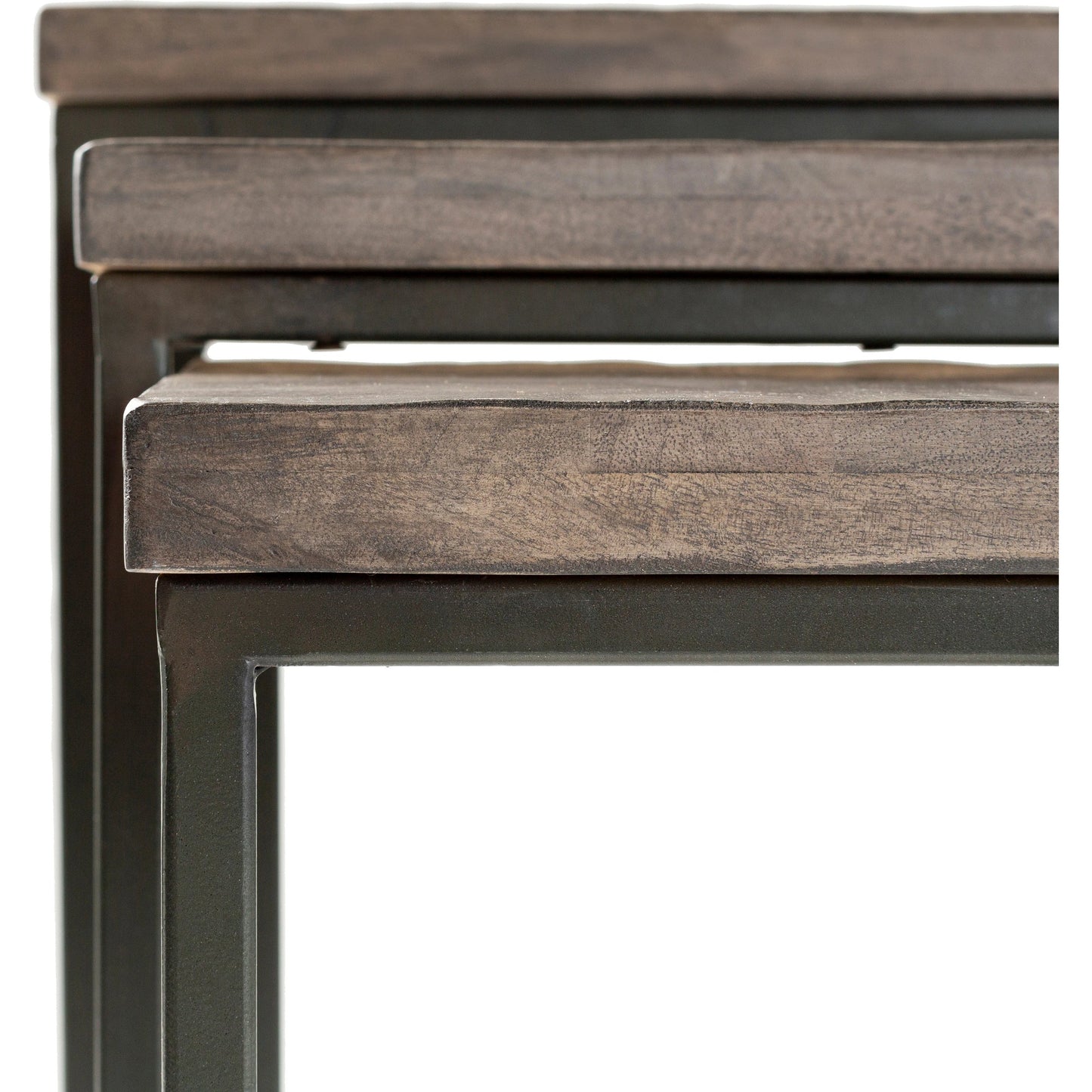 002 SI-1914165 | Closeup | Troyes - 25842 (Set of 3) by Livabliss in gray and naturalnatural. Made from top: wood, base: steel in a modern style.