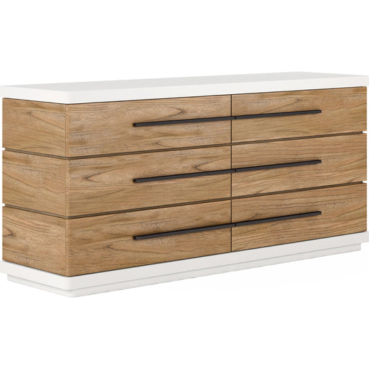 Portico Dresser by A.R.T. Furniture in sienna, white plaster. Made from parawood solids, mindi veneers in a modern style.