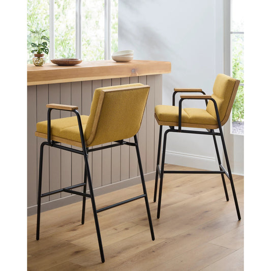 Thomas Bar Stool - 528970 by Surya in base: black and black sand. Made from polyester, iron, polyurethane foam in a modern style.