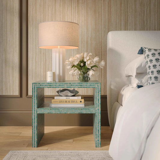 Derry Capiz Shell Nightstand by TOV Furniture. Made from mdf, shell in a eclectic & global style.