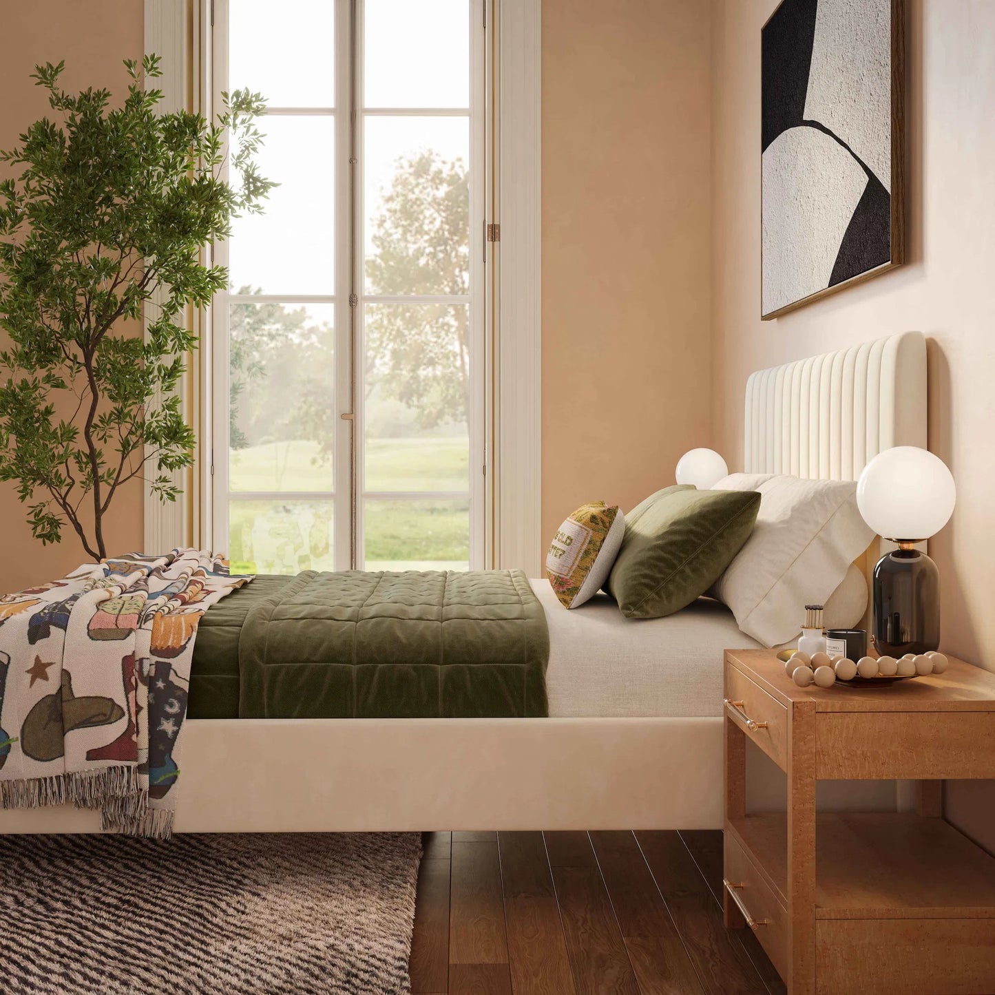098 SR-759176 | Lifestyle | Angela Bed by TOV Furniture. Made from velvet in a transitional style.