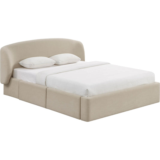 001 SI-2454301 | Primary Silo | Corey Upcycled Linen Storage Bed by TOV Furniture in taupe. Made from linen, mdf in a unique style.