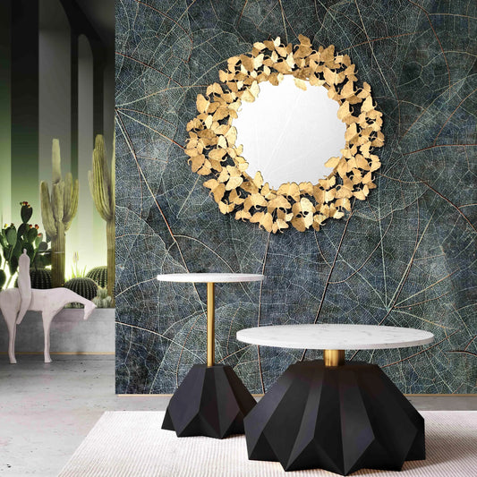 Lyrical Mirror by TOV Furniture in gold. Made from glass in a eclectic & global style.