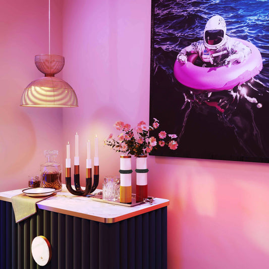 Kaonashi Candelabra by TOV Furniture. Made from aluminum, iron in a transitional style.