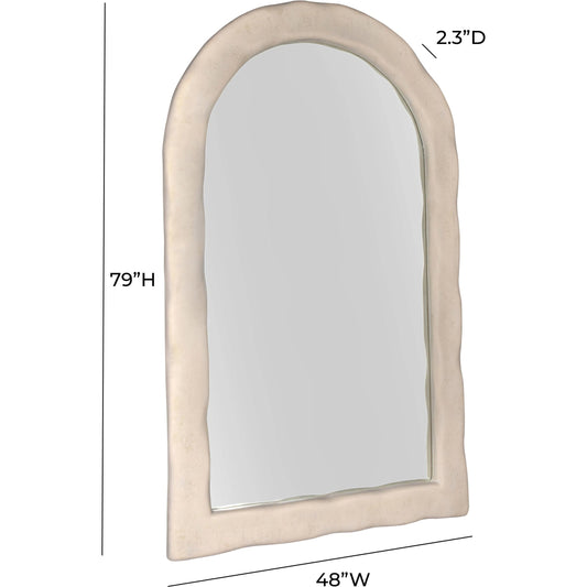 Kaia Textured Floor Mirror by TOV Furniture in cream. Made from frp, glass, mdf in a modern style.