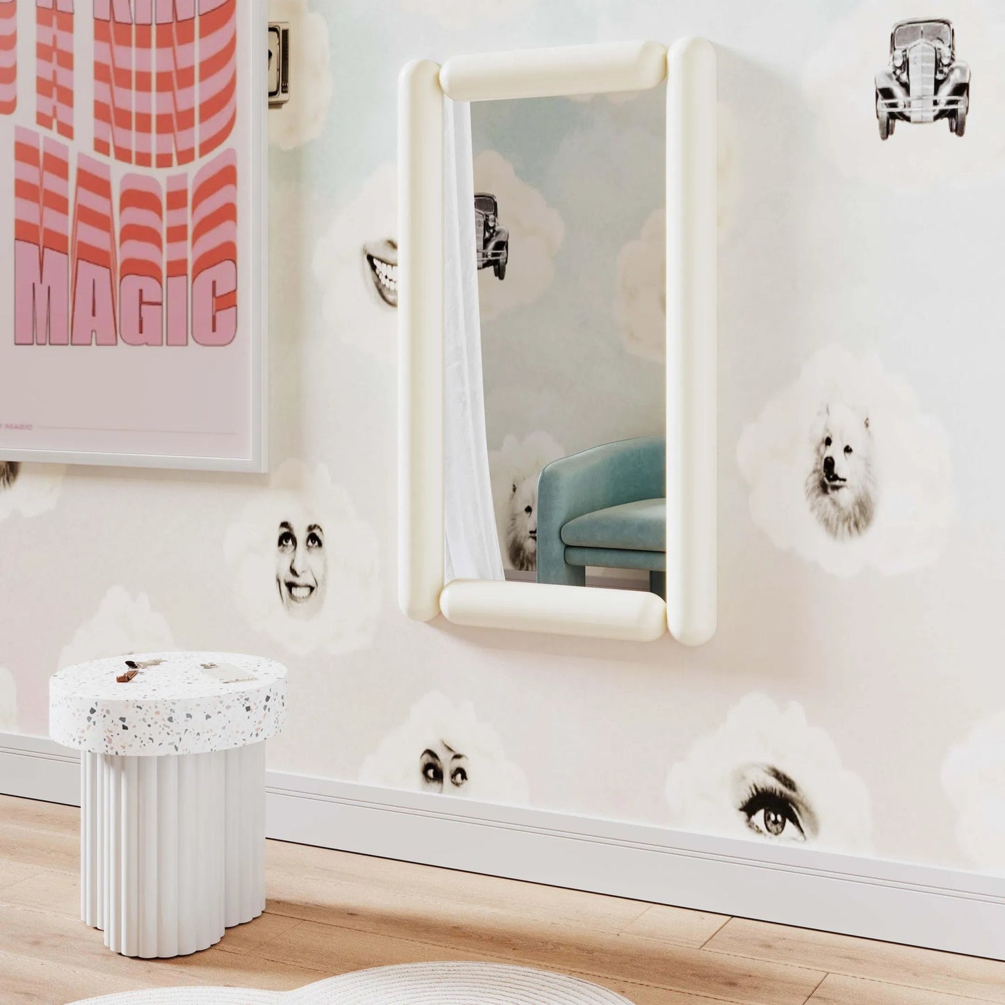 008 SI-2356283 | Lifestyle | Cozzi Wall Mirror by TOV Furniture. Made from glass, mdf, steel in a eclectic & global style.