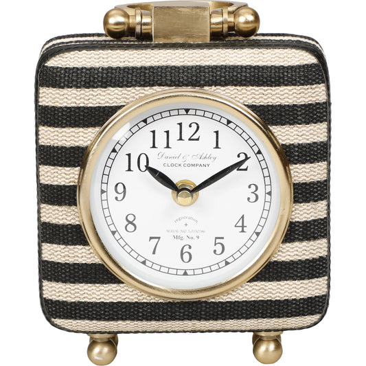 001 SI-2527438 | Primary Silo | Mona Black Striped Designer Standing Accent Clock by TOV Furniture in black stripes. Made from fabric, metal in a unique style.