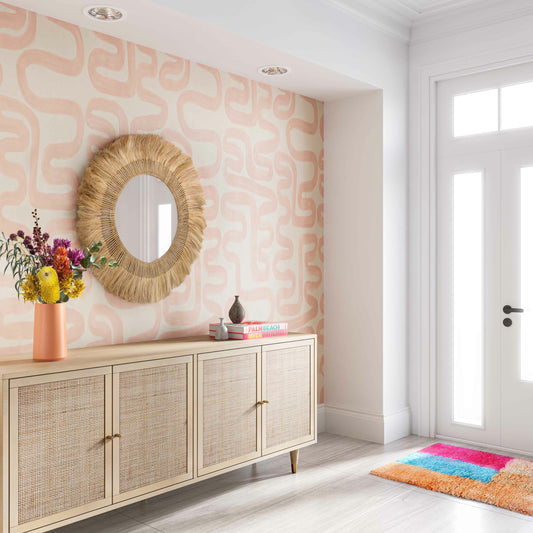 Karissa Mirror by TOV Furniture in natural. Made from abaca, iron in a eclectic & global style.