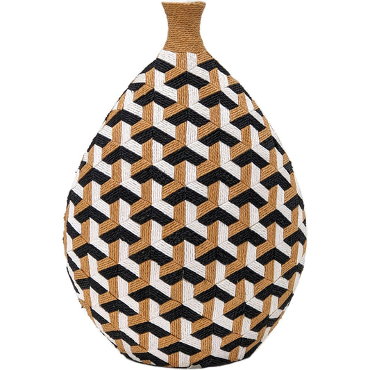 001 SI-2248284 | Primary Silo | Jahia Cubism Vase by TOV Furniture in black, natural, white. Made from cardboard, paper in a rustic style.