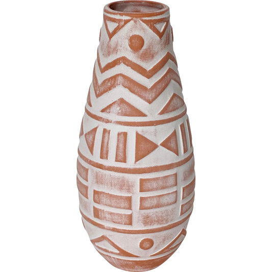 001 SI-2519411 | Primary Silo | Earthenware Aztec Teardrop Flower Vase by TOV Furniture. Made from ceramic in a rustic style.