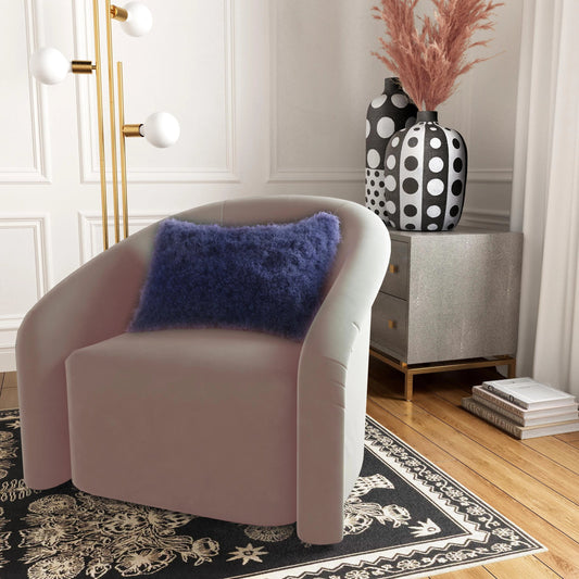 Tibetan Sheep Long Pillow by TOV Furniture in blue. Made from sheepskin in a modern style.