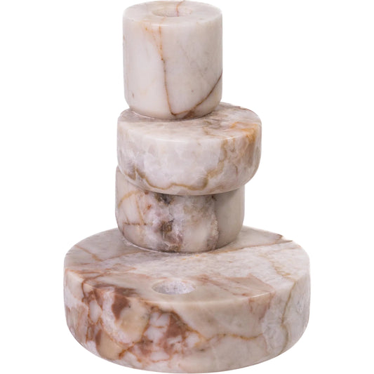 001 SI-2532719 | Primary Silo | White Brown Stacked Candle Holder by TOV Furniture in natural marble. Made from marble in a unique style.
