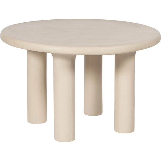 Barbara Textured Indoor / Outdoor Round Dining Table by TOV Furniture in cream. Made from frp in a transitional style.