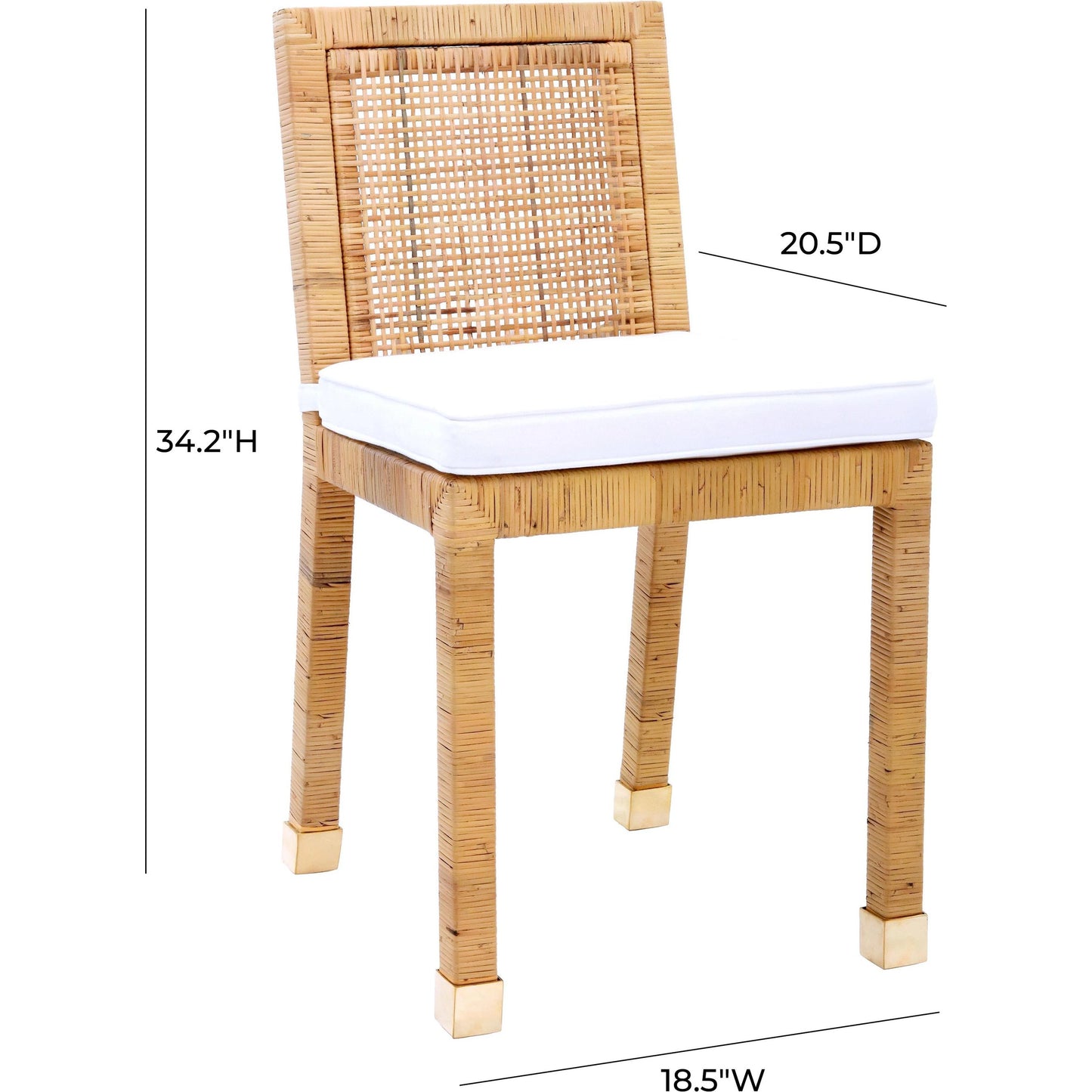 007 SI-1984132 | Additional Silo | Amara Rattan Dining Chair by TOV Furniture in natural. Made from fabric, rattan veneer, wood in a cottage & farmhouse style.