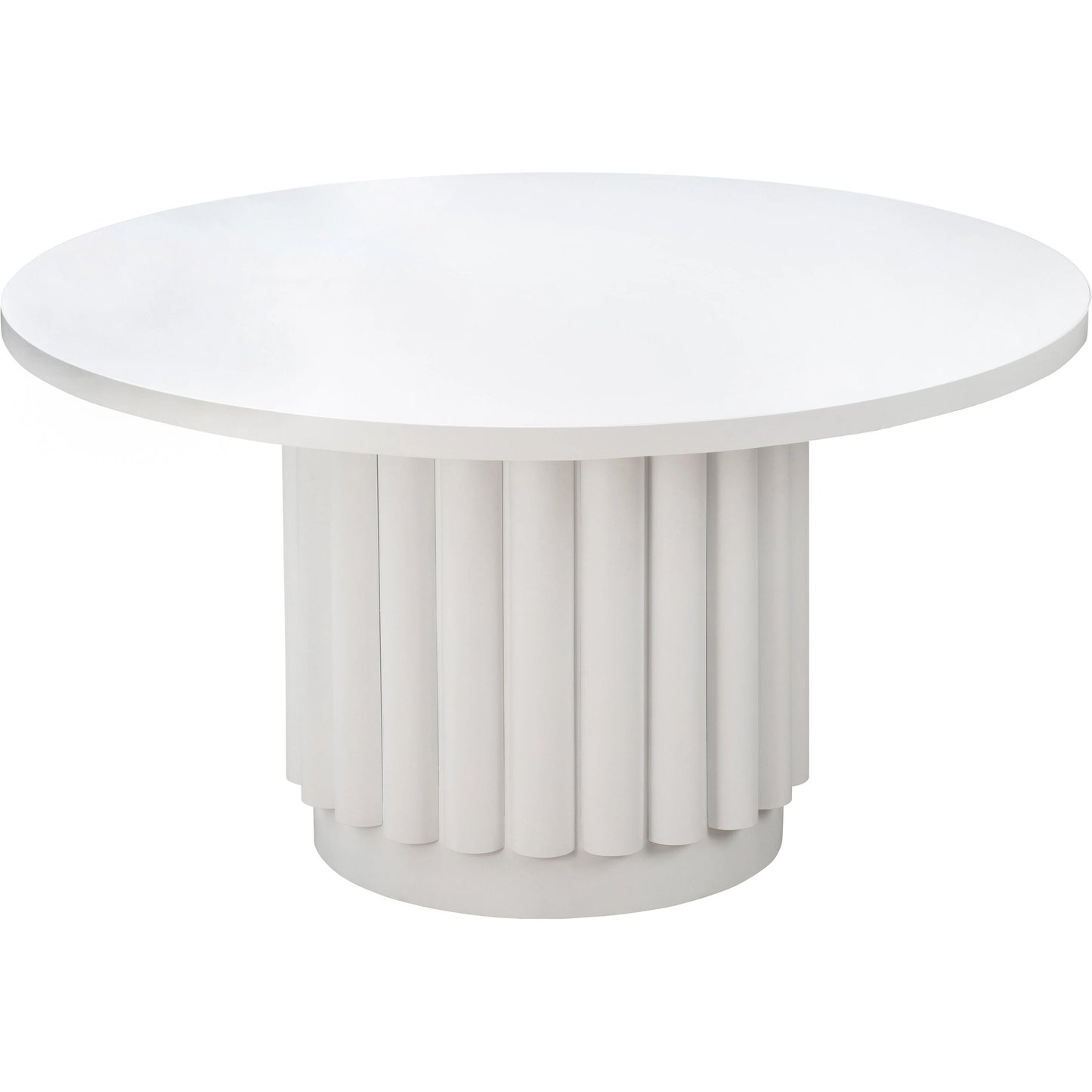 002 SI-1984136 | Additional Silo | Kali Round Dining Table by TOV Furniture in white. Made from acacia, mdf veneer, metal in a modern style.