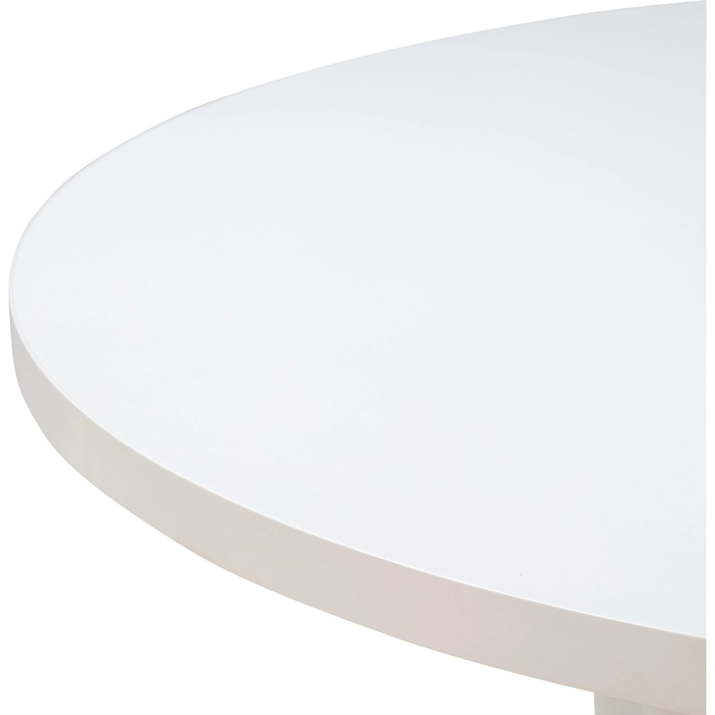 007 SI-1984136 | Closeup | Kali Round Dining Table by TOV Furniture in white. Made from acacia, mdf veneer, metal in a modern style.