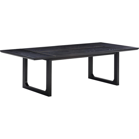 Shiloh Rectangular Dining Table by TOV Furniture in black. Made from acacia veneer, iron, mdf in a modern style.