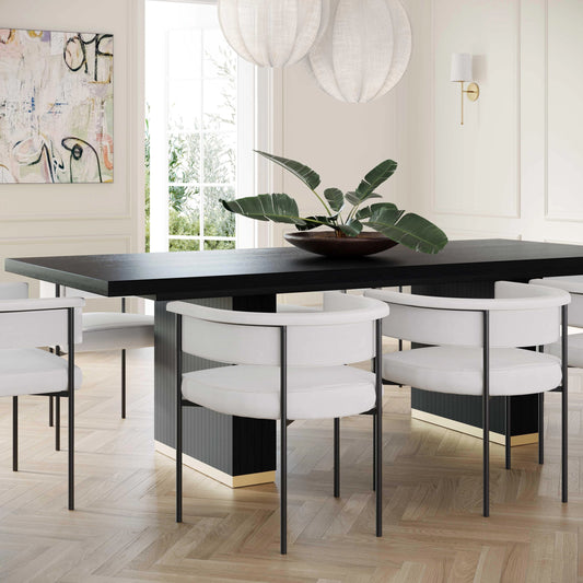 Chelsea Rectangular Dining Table by TOV Furniture in black. Made from mdf, metal, oak, oak veneer in a modern style.