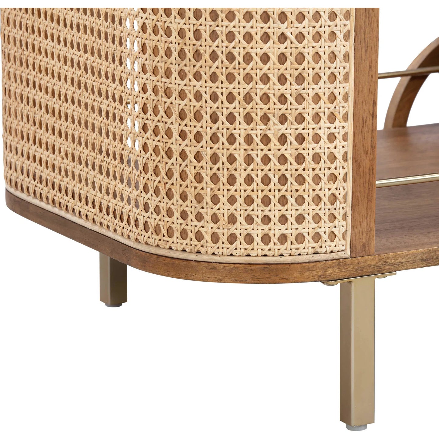 006 SI-2248583 | Closeup | Yuma Rattan Bar Cart by TOV Furniture in natural. Made from iron, plywood, wood in a unique style.