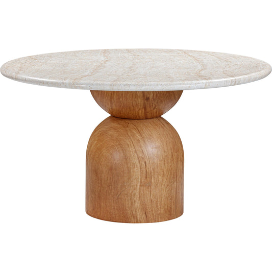 Cynthia Travertine Concrete Indoor/Outdoor Round Dining Table by TOV Furniture in brown, travertine. Made from concrete in a transitional style.