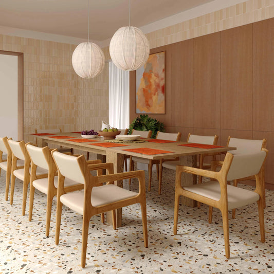 Polly Extendable Rectangular Dining Table by TOV Furniture in natural. Made from mdf, veneer, wood in a transitional style.