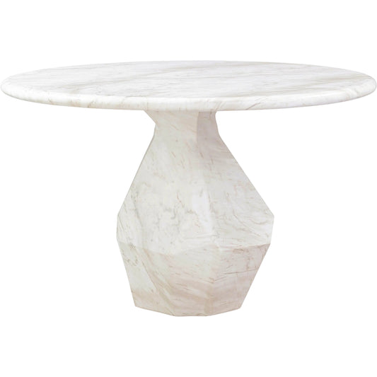 001 SI-2356293 | Primary Silo | Esme Faux Marble Indoor/Outdoor Round Dining Table by TOV Furniture in white. Made from concrete in a modern style.