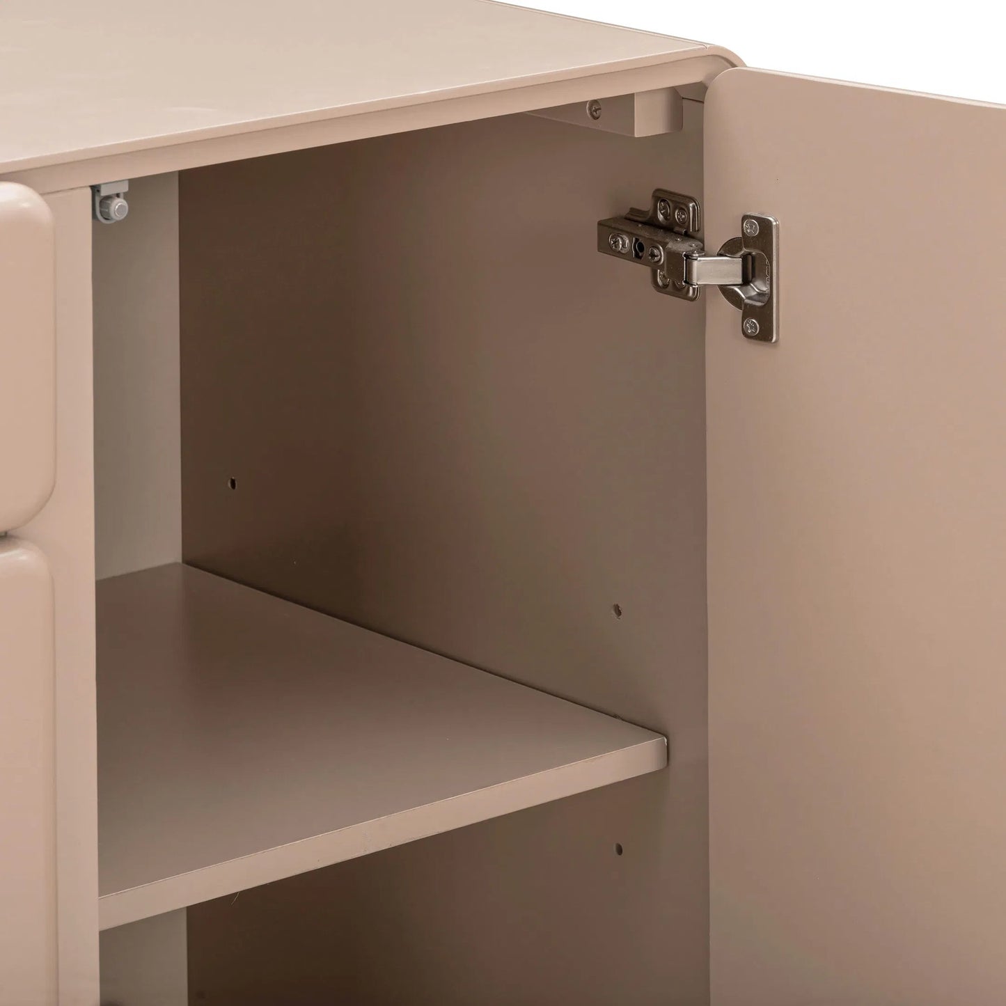 005 SI-2440003 | Closeup | Tammy Buffet by TOV Furniture in taupe. Made from mdf, rubberwood in a unique style.