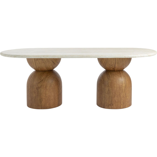 Cynthia Concrete Indoor / Outdoor 87" Dining Table by TOV Furniture in brown, travertine. Made from concrete in a transitional style.