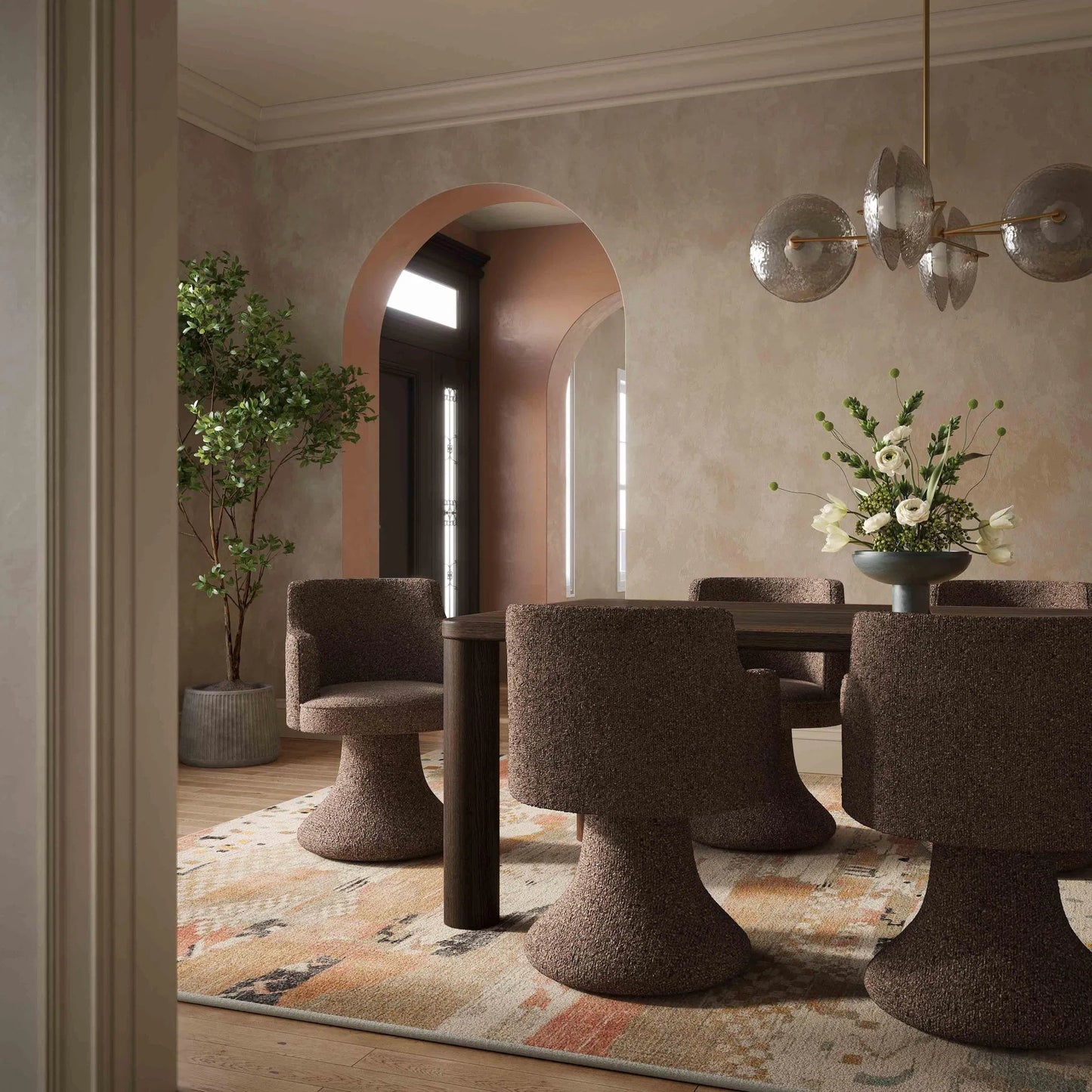 003 SI-2454280 | Lifestyle | Akola Oak Dining Table by TOV Furniture in dark brown. Made from mdf, oak, oak veneer in a unique style.