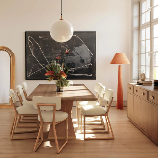 Bobbie Vegan Leather Dining Chair by TOV Furniture in cream. Made from vegan leather, wood in a unique style.