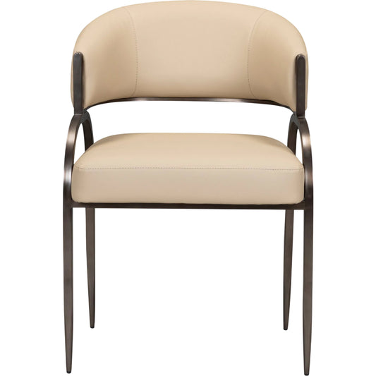 001 SI-2535640 | Primary Silo | Tatum Performance Dining Chair by TOV Furniture in taupe. Made from plywood, stainless steel, vegan leather in a unique style.
