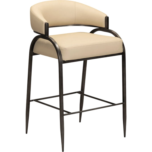 001 SI-2527453 | Primary Silo | Tatum Performance Counter Stool by TOV Furniture in taupe. Made from plywood, stainless steel, vegan leather in a unique style.