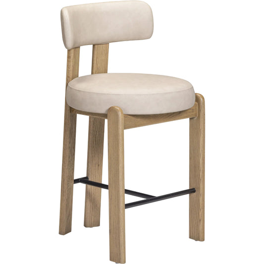 003 SI-2535625 | Primary Silo | Odessa Performance Vegan Leather Counter Stool by TOV Furniture. Made from fabric, oak in a unique style.